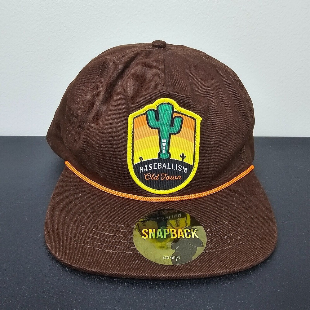 Baseballism Hat‎ Cap Mens Snap Back Brown Old Town Cactus Bat Patch Logo Rope